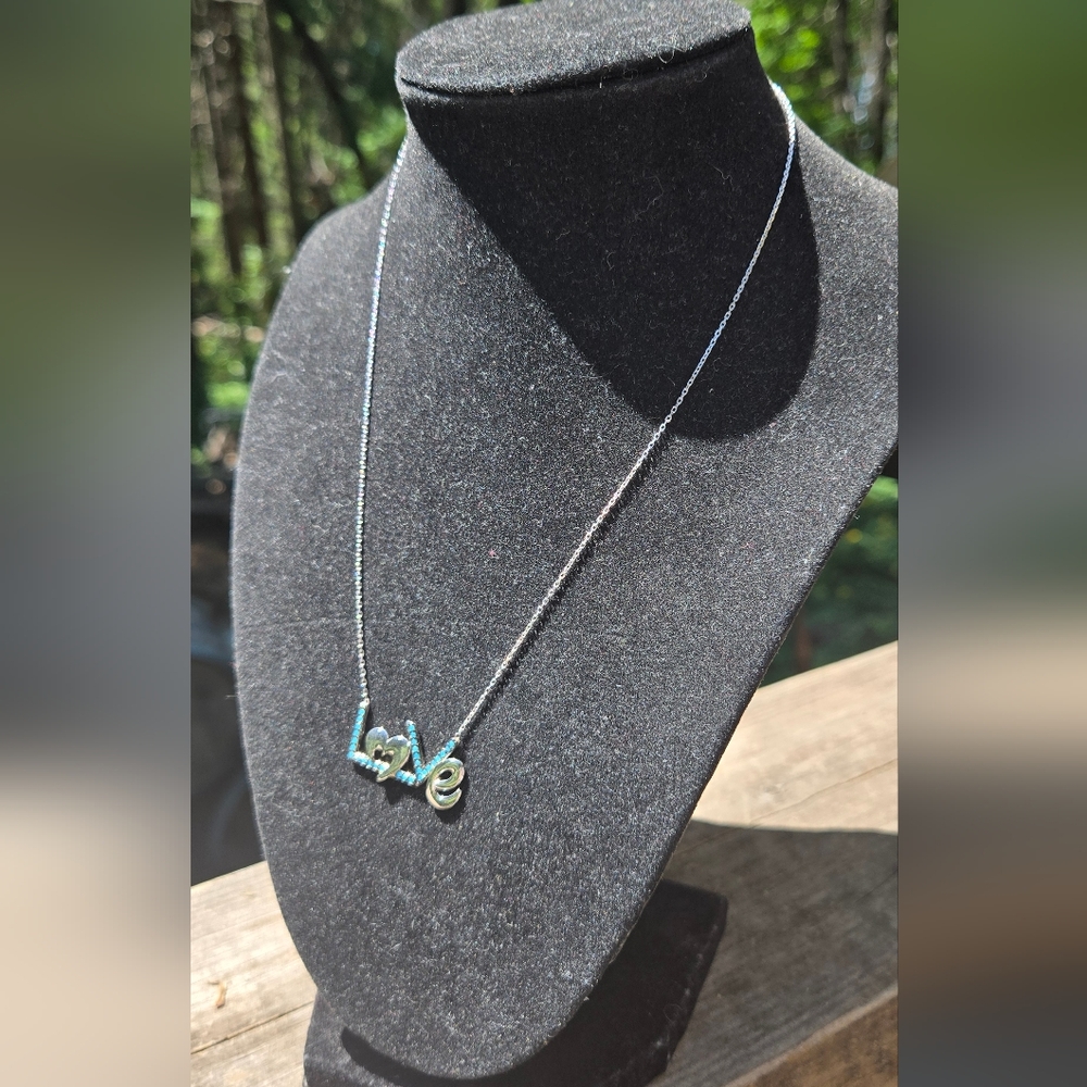 Turquoise Sterling Silver Heart 16" Necklace - Picture 6 of 7